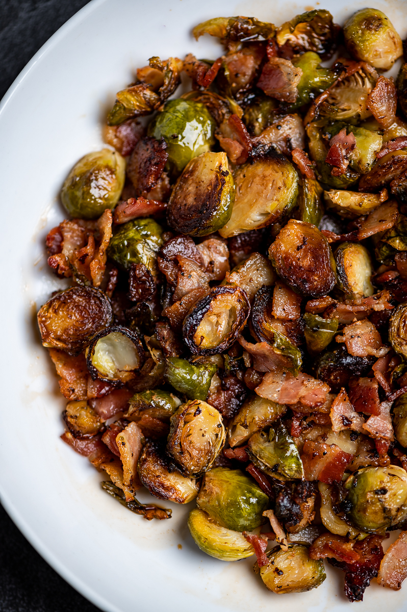 Roasted Brussels Sprouts with Bacon - The Genetic Chef