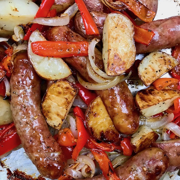 Sheet Pan Sausage And Peppers And Onions - Roasted Italian Sausage With ...