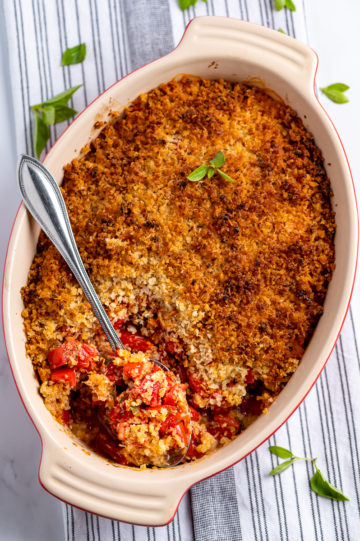 Tomato Casserole with Garlic Butter Breadcrumbs - The Genetic Chef