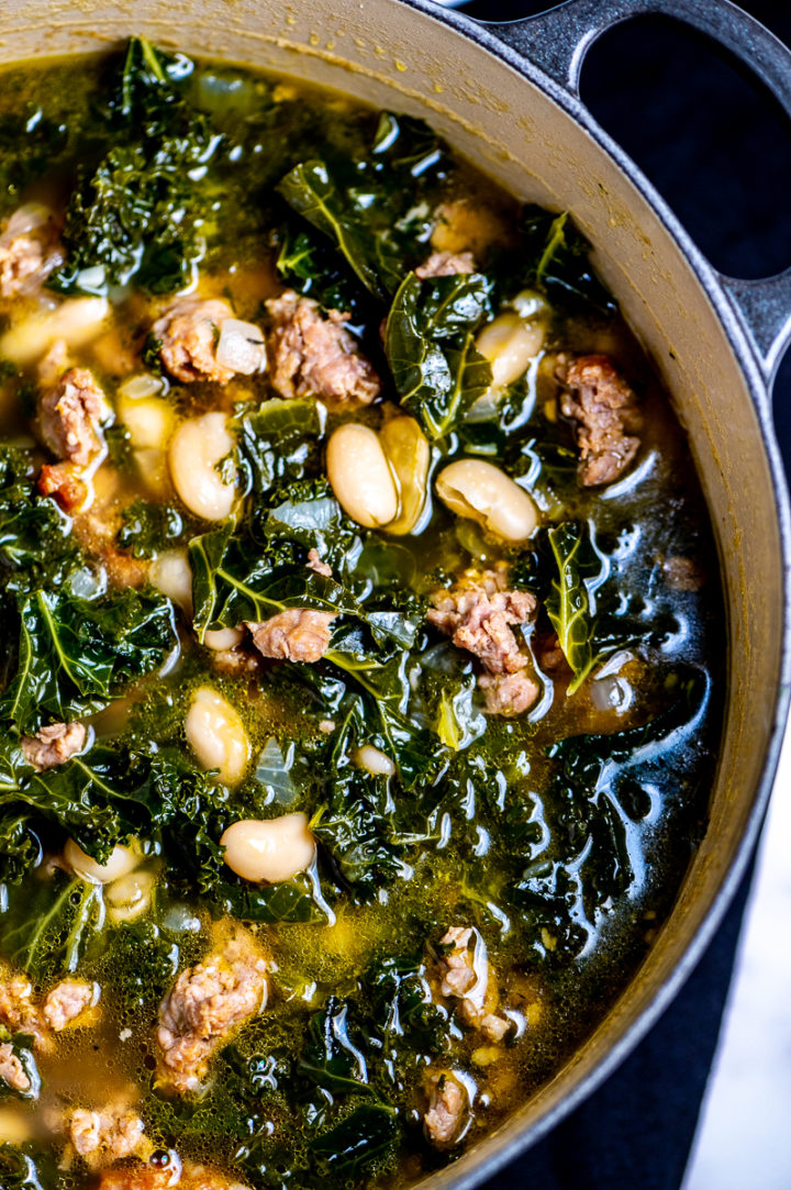 Kale White Bean Sausage Soup - The Genetic Chef