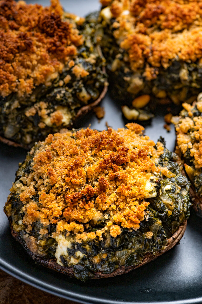 Spinach and Feta Stuffed Portobello Mushrooms - The Genetic Chef